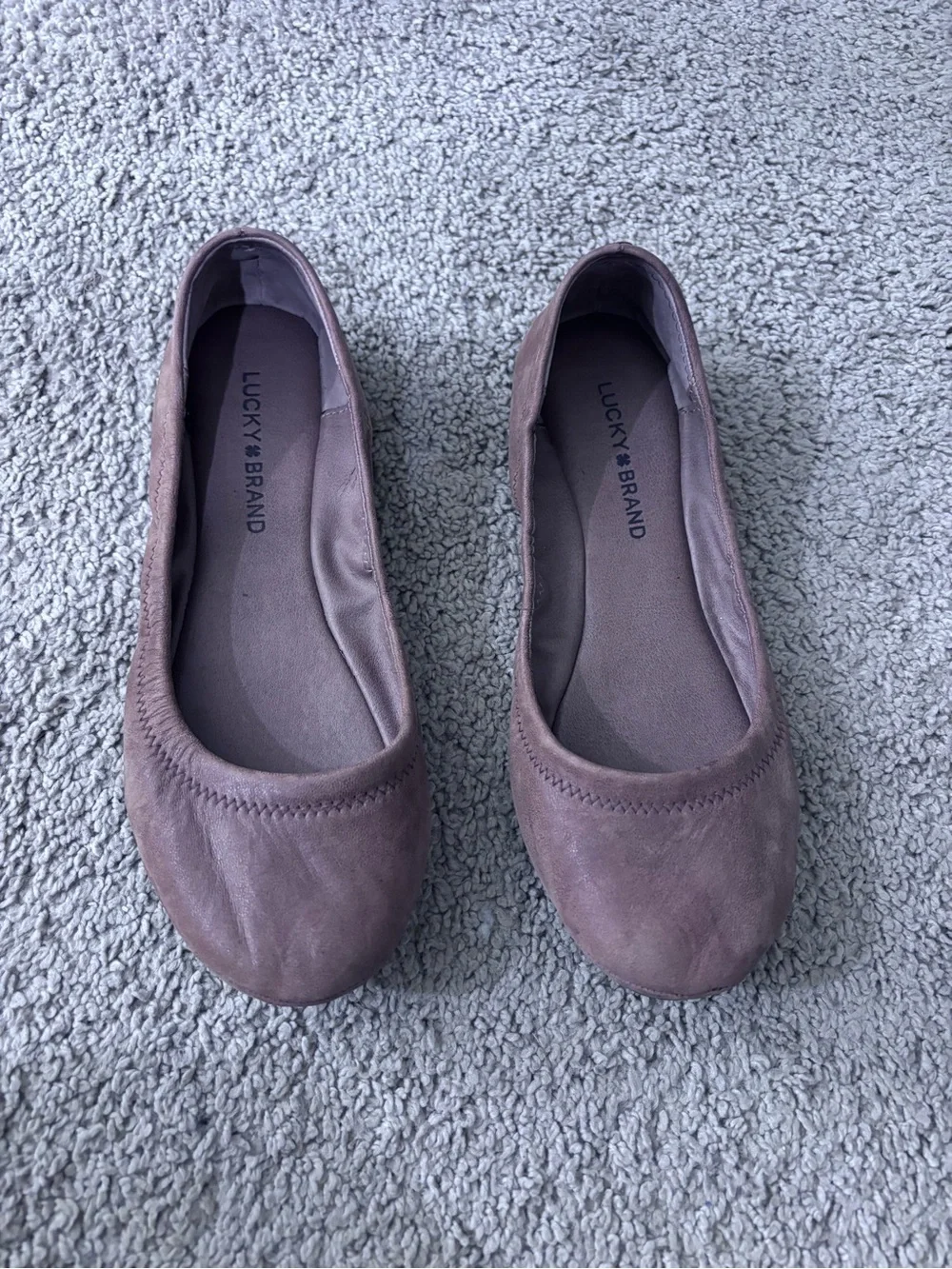 Lucky Brand Taupe Suede Ballet Flats